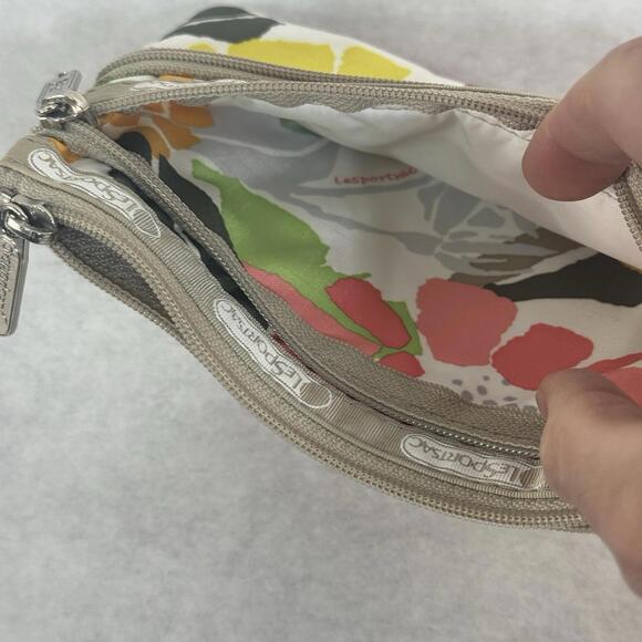 LeSportsac 3 Pocket Zipper Pouch Cosmetic Travel Toiletry Bag floral print  B8 - Picture 3 of 3